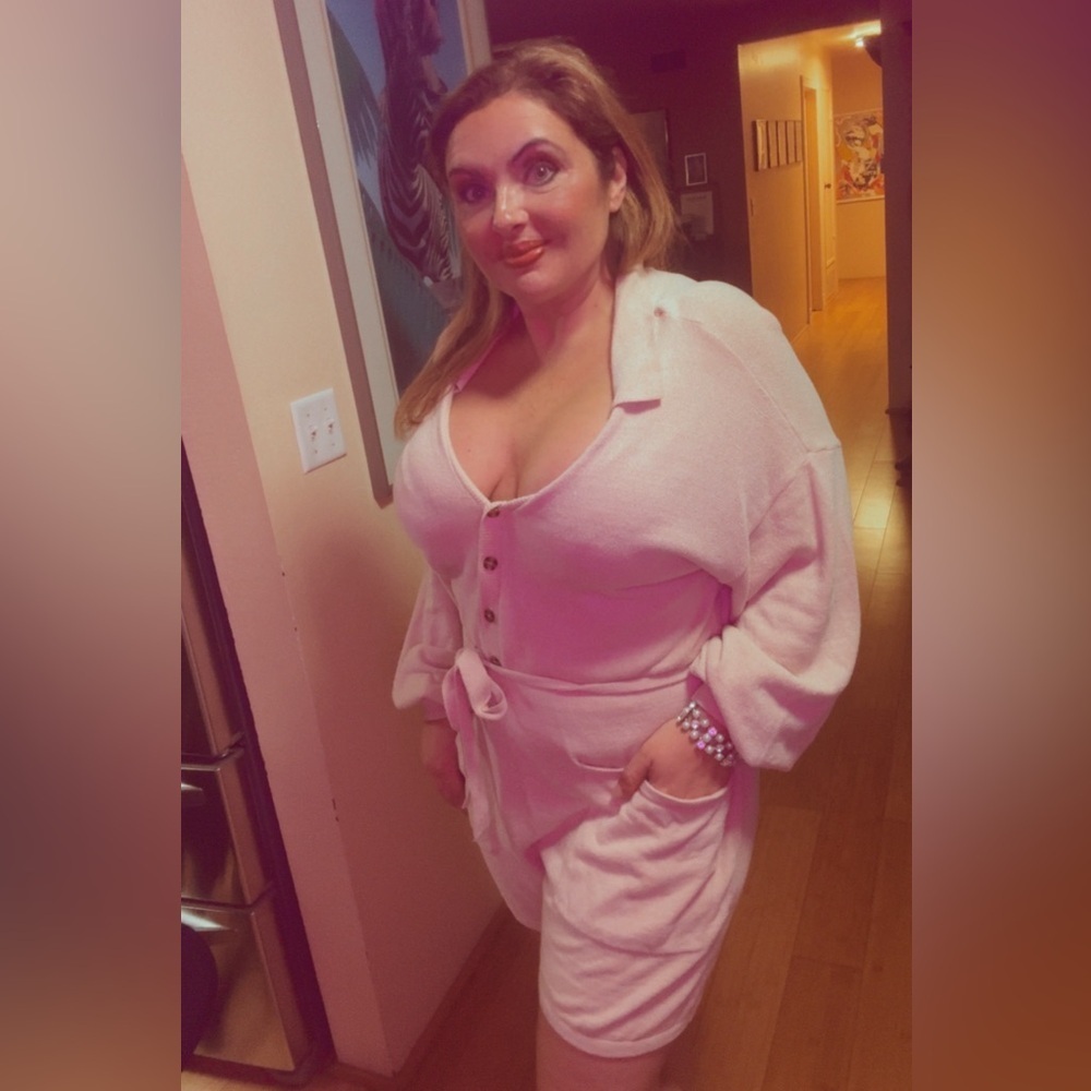 Avec Les Filles Light Pink Button-Up Jumpsuit
